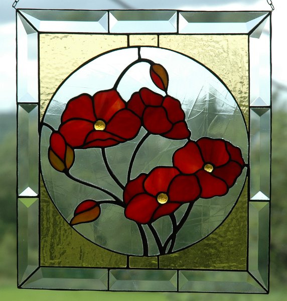DSC_0648.JPG - Mohnblumen Grösse 30 x 30 cm Nach einer Vorlage von Tiffany Glasladen